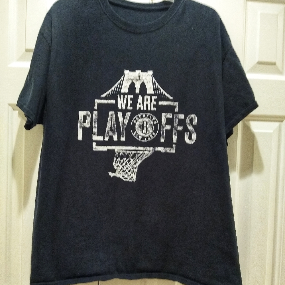 BROOKLYN NETS T SHIRT SGA BLACK XL NBA BASKETBALL PLAYOFFS BARCLAYS BRIDGE NY